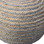 20" Blue Cotton Blend Round Striped Pouf Ottoman