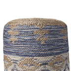 18" Blue Cylinder Geometric Pouf Ottoman