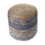 18" Blue Cylinder Geometric Pouf Ottoman