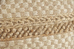18" Tan Striped Pouf Ottoman