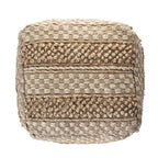 18" Tan Striped Pouf Ottoman