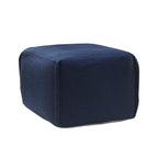 18" Blue Cotton Patchwork Pouf Ottoman