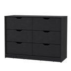 42" Black Manufactured Wood Six Drawer Modern Dresser
