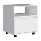 21" Black Wood One Drawer Rolling Nightstand