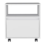 21" Black Wood One Drawer Rolling Nightstand
