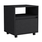 21" Black Wood One Drawer Rolling Nightstand