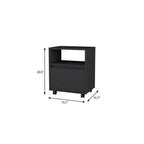 21" Black Wood One Drawer Rolling Nightstand