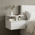 14" Black Wood One Drawer Floating Nightstand