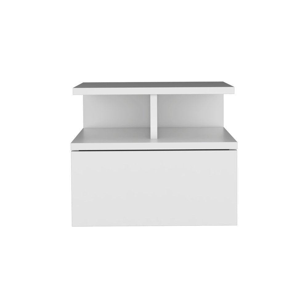 14" Black Wood One Drawer Floating Nightstand