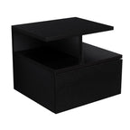 14" Black Wood One Drawer Floating Nightstand