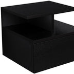 14" Black Wood One Drawer Floating Nightstand