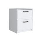 19" White Wood Two Drawer Nightstand
