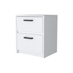 19" White Wood Two Drawer Nightstand