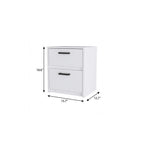 19" White Wood Two Drawer Nightstand