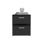 19" White Wood Two Drawer Nightstand