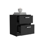 19" White Wood Two Drawer Nightstand