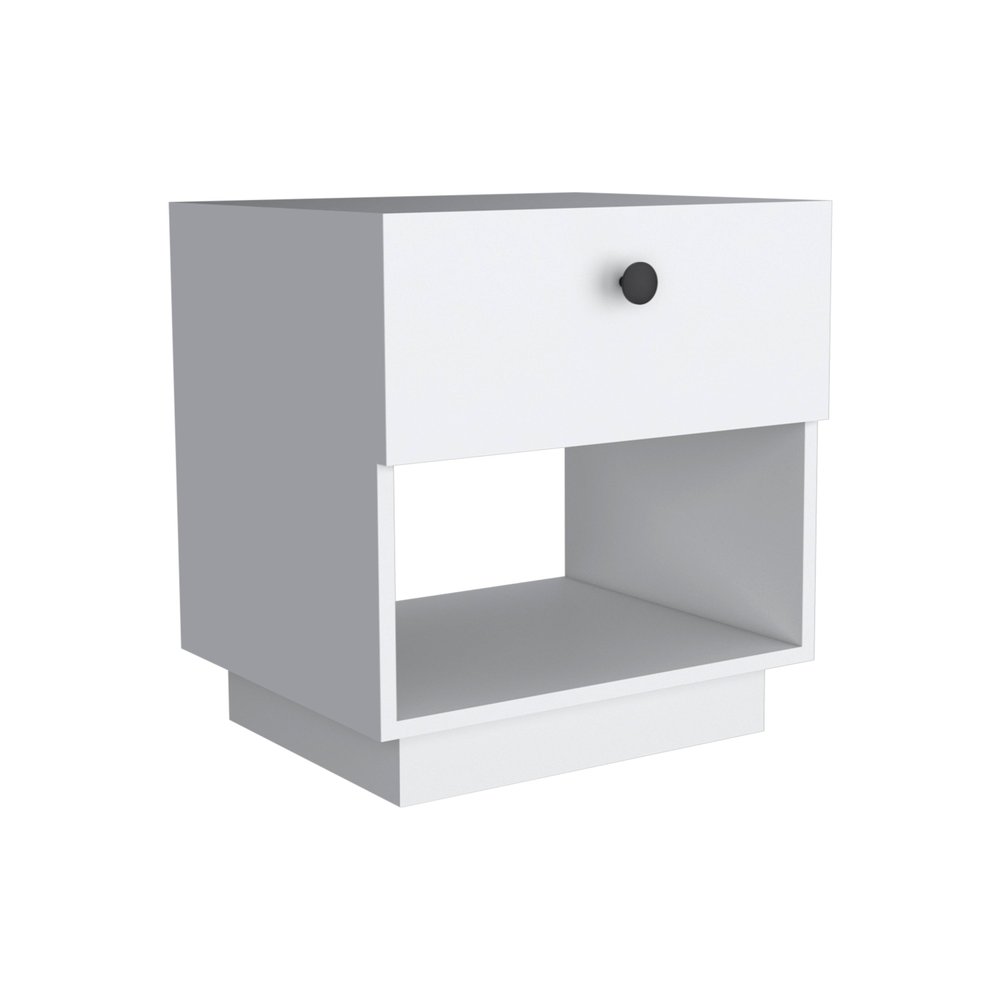 20" Black Wood One Drawer Nightstand
