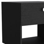 20" Black Wood One Drawer Nightstand