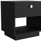 20" Black Wood One Drawer Nightstand