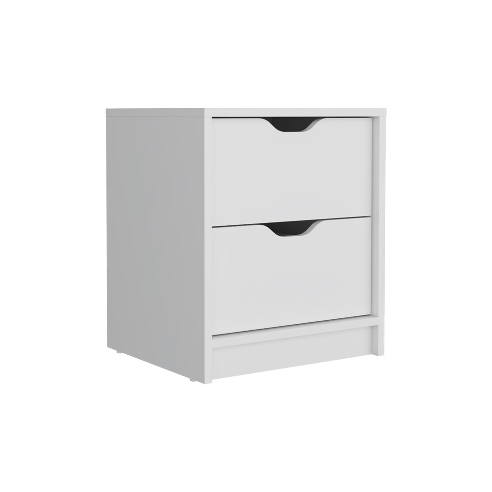 19" Black Wood Two Drawer Nightstand