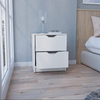 19" Black Wood Two Drawer Nightstand
