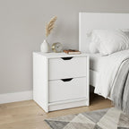 19" Black Wood Two Drawer Nightstand