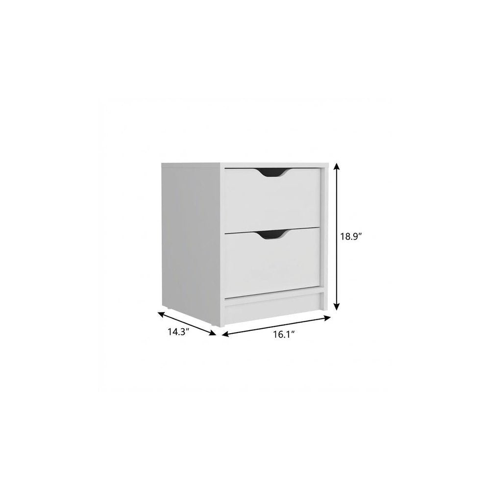 19" Black Wood Two Drawer Nightstand
