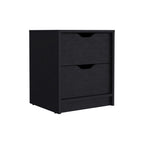 19" Black Wood Two Drawer Nightstand