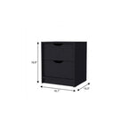 19" Black Wood Two Drawer Nightstand