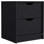 19" Black Wood Two Drawer Nightstand