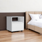 21" White Wood One Drawer Nightstand with Integrated Tech