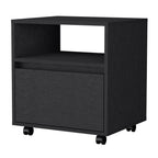 21" Black Wood One Drawer Nightstand with Integrated Tech