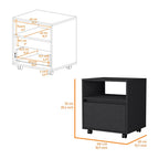 21" Black Wood One Drawer Nightstand with Integrated Tech