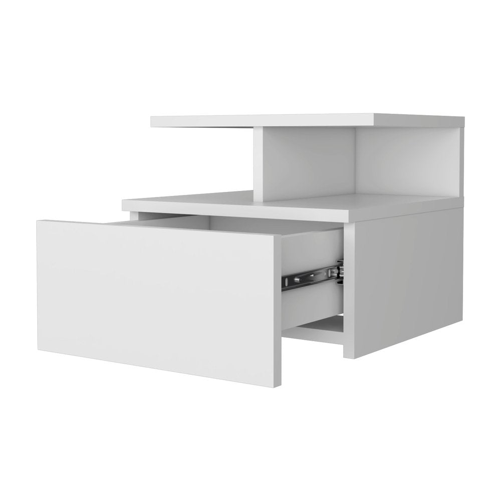 12" Wood One Drawer Floating Nightstand
