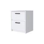 19" White Wood Two Drawer Nightstand with Integrated Tech