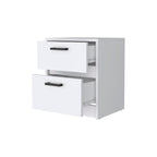 19" White Wood Two Drawer Nightstand with Integrated Tech