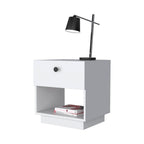 20" White Wood One Drawer Nightstand with Integrated Tech