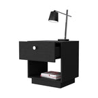20" Black Wood One Drawer Nightstand with Integrated Tech