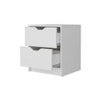 19" White Wood Two Drawer Nightstand with Integrated Tech