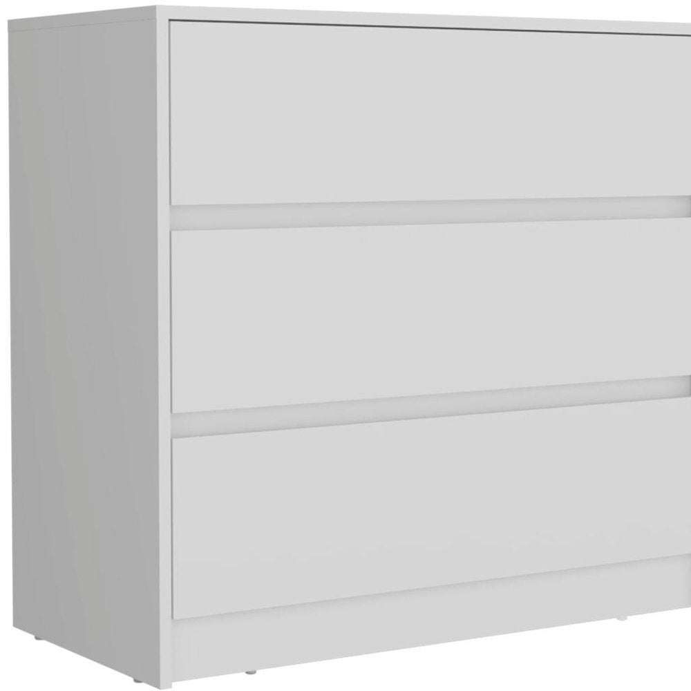 33" White Wood Three Drawer Dresser