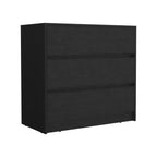33" Black Wood Three Drawer Dresser