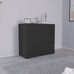33" Black Wood Three Drawer Dresser