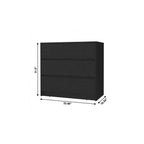 33" Black Wood Three Drawer Dresser