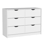 42" White Wood Four Drawer Double Dresser