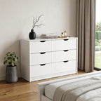 42" White Wood Four Drawer Double Dresser