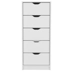 18" White Five Drawer Dresser