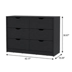 31" Black Wood Two Door Four Drawer Combo Dresser