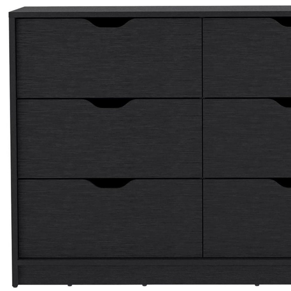 31" Black Wood Two Door Four Drawer Combo Dresser