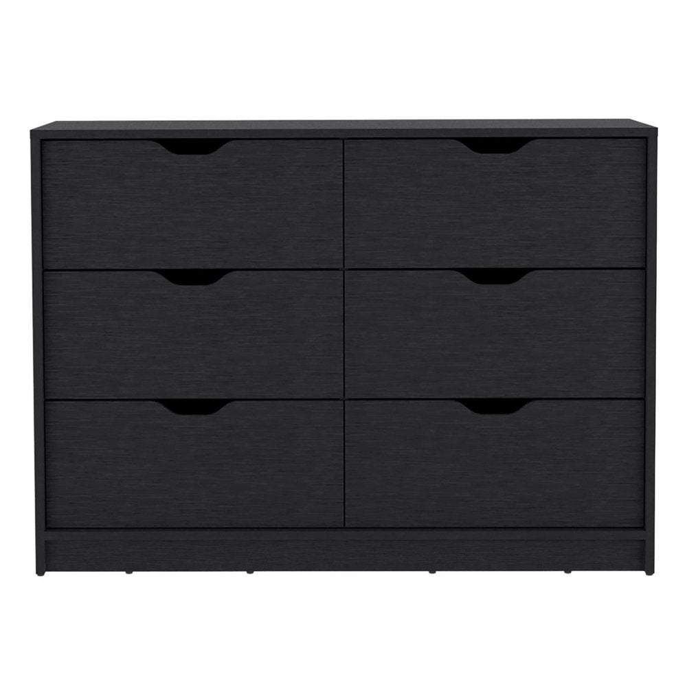 31" Black Wood Two Door Four Drawer Combo Dresser