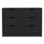 42" White Wood Four Drawer Double Dresser